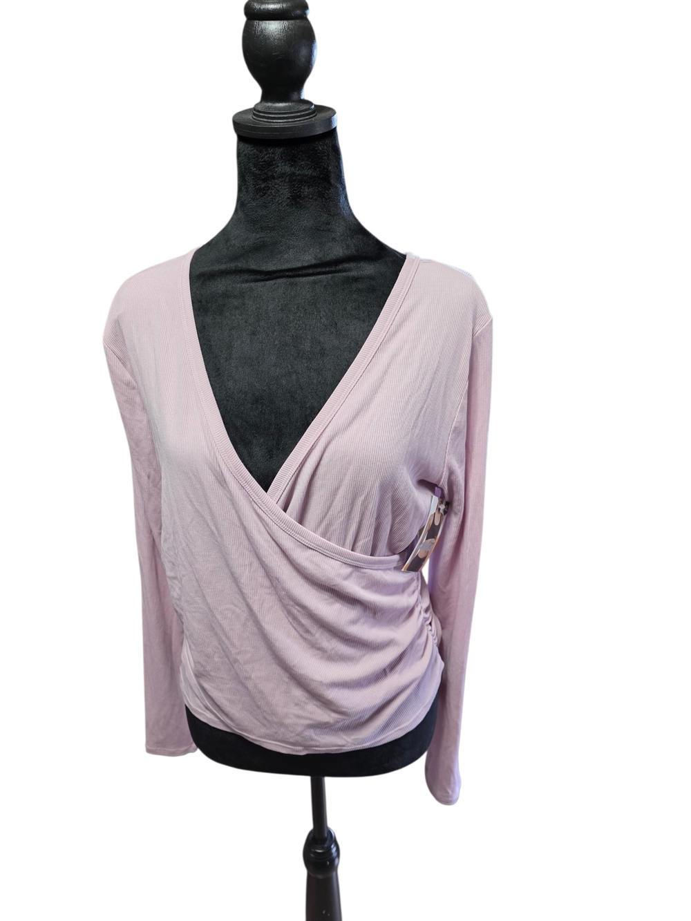 Avia Dusty Pink Wrap-Front Long Sleeve Top